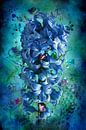 Hyacinthe bleue avec fleurs en vrac dans un cadre artistique. par Helga Blanke Aperçu