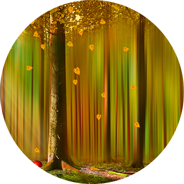 Herten in de herfst bos van Monika Jüngling