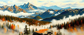 Brouillard au-dessus des montagnes – Silence d'automne sur AidasignArt