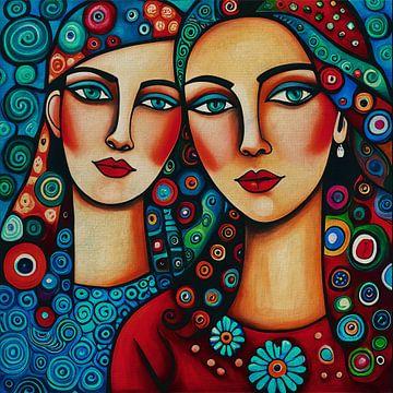 Twin sisters looking straight at you no.3 by Jan Keteleer