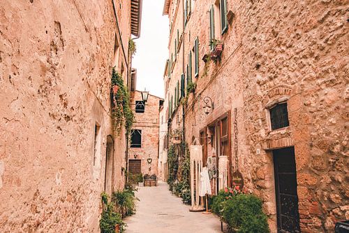 Straatje in Pienza | reisfotografie print | Toscane Italië