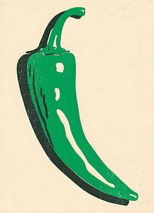 Grüne Chili in reduzierter Grafik