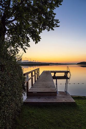 Sunrise in Seedorf am Schaalsee with bathing jetty