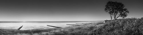 Landschap en kust van Ahrenshoop aan de Oostzee in zwart-wit