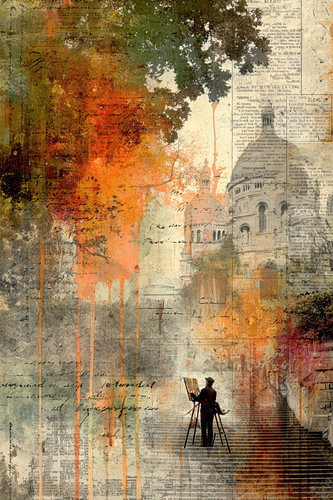 Montmartre in Colour – Dreamy Painting in Ochre