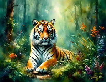 Wildlife in Watercolor - Tiger 1 by Johanna's Art