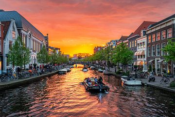 Boottocht over de Rijn in Leiden bij Zonsondergang (0199) van Reezyard