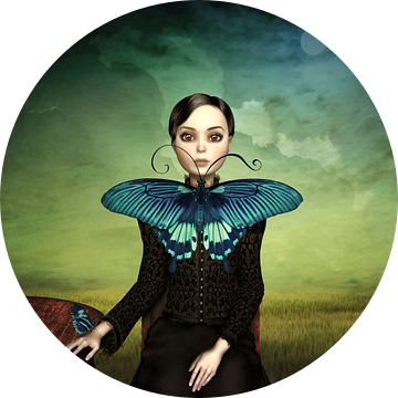 Vrouw met blauwe vlinder van Britta Glodde