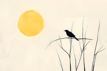 Bird in the sunset - Minimalist by Poster Art Shop