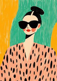 Sunglasses & polka dots: Stylish illustration with peach top by Niklas Maximilian