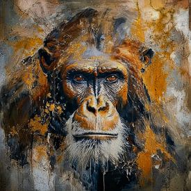 een aap op een betonnen muur van Marjolein Deelen