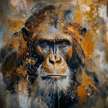 een aap op een betonnen muur