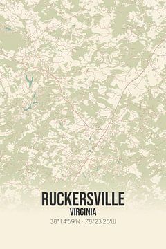 Vintage landkaart van Ruckersville (Virginia), USA. van Rezona
