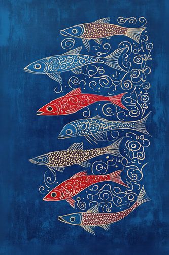 Portuguese fish in line drawing