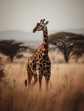 Giraffe in the savannah V1 by drdigitaldesign
