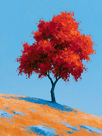 Purpurroter Baum im blauen Licht von Mosaic Dialogue