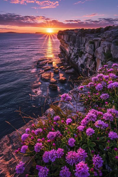 Gloeiend strand in het avondlicht van fernlichtsicht