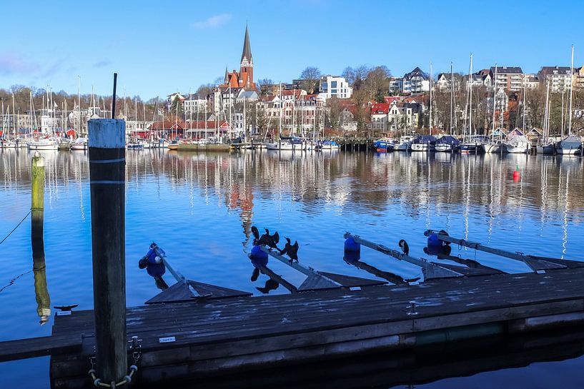 View of the historic harbour of Flensburg with some ships von MPfoto71
