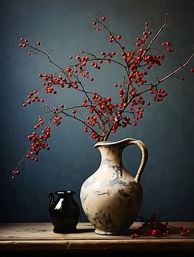 Vase mit roten Beeren