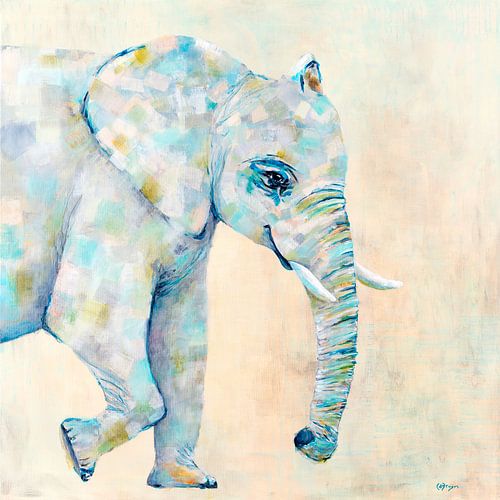 Elefant in Pastellfarben