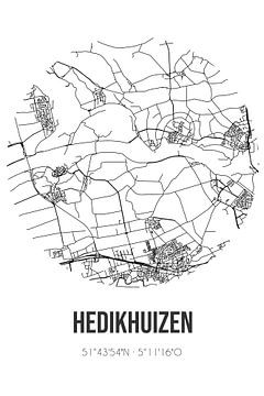 Hedikhuizen (Brabant septentrional) | Carte | Noir et blanc sur Rezona