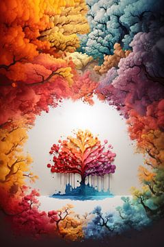 The Rainbow Tree by Digitale Schilderijen