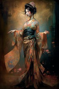 Geisha, in pose by Carla van Zomeren