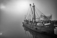Boat in the fog Netherlands by Peter Bolman thumbnail