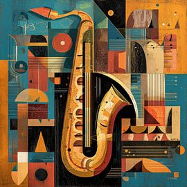 Colourful saxophone cubism by TheXclusive Art