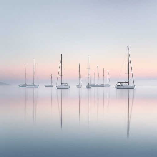 Creative Abstract Image Of Sailboats On A Dreamy Sea