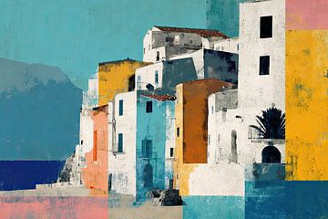 Fishing village southern Europe by Vlindertuin-Art