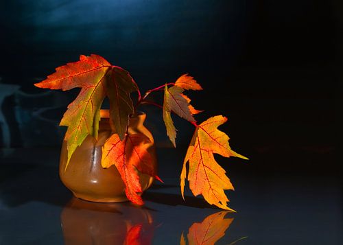 still life with autumn maple leaves