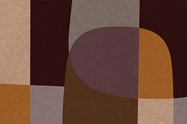 Yellow, pink and brown organic shapes. Modern abstract retro geometric art by Dina Dankers