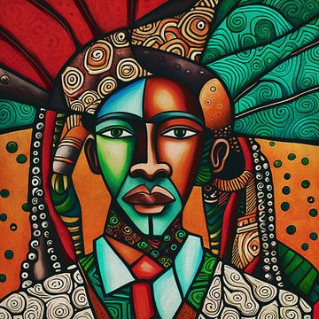 Afrikanischer Mann mit einer farbigen Maske