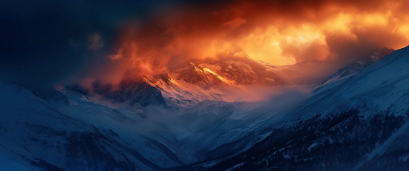 Glühende Bergwelt Morgensonne von fernlichtsicht