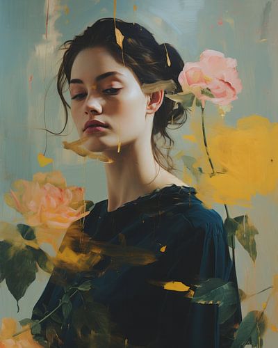 Modern portret in pastelkleuren