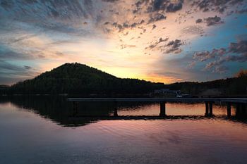 Zonsondergang over de Terhills van het Nationale Park Hoge Kempen, België