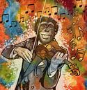 "Music monkey" van KleurrijkeKunst van Lianne Schotman thumbnail