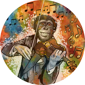 "Music monkey" van KleurrijkeKunst van Lianne Schotman