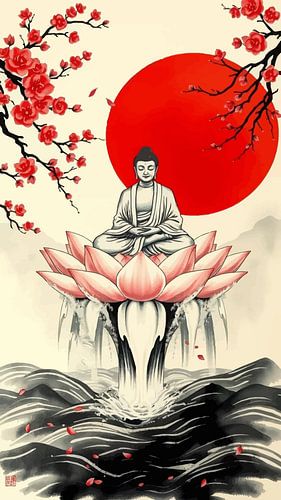 Boeddha / Boeddha Sumi-e Japanse schilderkunst