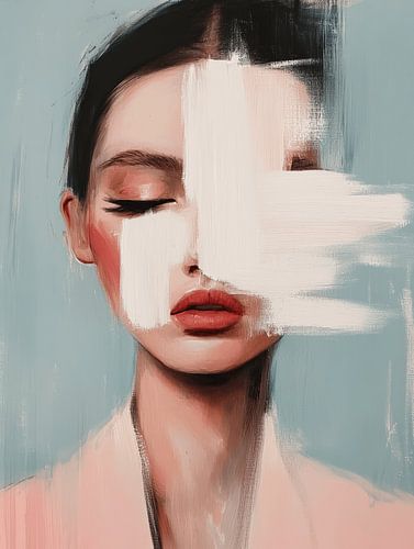 Abstract portret in pastelkleuren