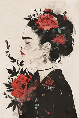 Mooie jonge vrouw in Ukiyo stijl