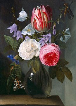 Rosen und Tulpen in einer Glasvase, Jan Philips van Thielen