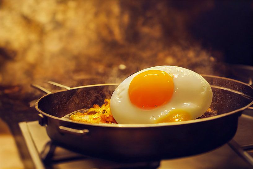 Oeuf au plat dans une poêle Illustration par Animaflora PicsStock
