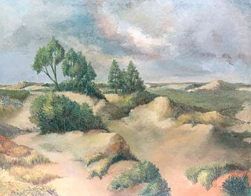 Landschap met zicht op de Franse duinen in De Panne (België) van Galerie Ringoot