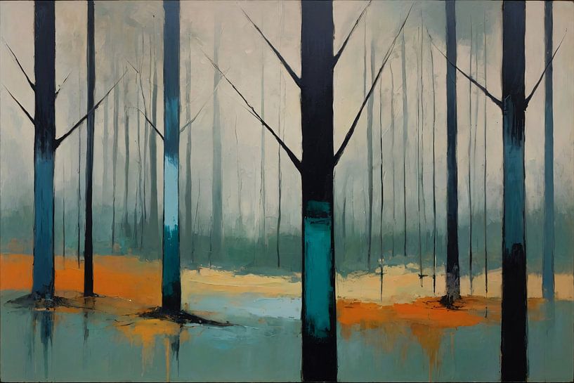 Nebliger Wald mit bunten Akzenten von Art & Soul Creations