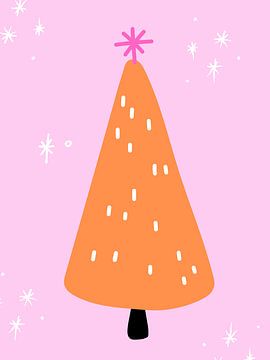 Oranjekleurige dennenboom voor een sterrenhemel van Kim Karol / Ohkimiko