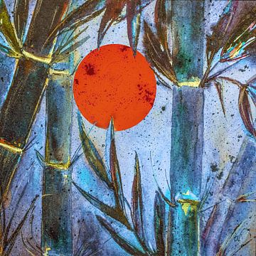Bamboe in blauw licht van Christine Nöhmeier