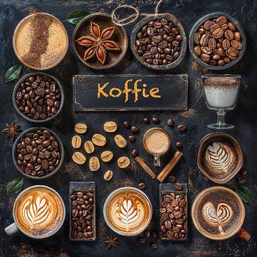 poster voor koffiebar of restaurant met focus op koffie van Margriet Hulsker