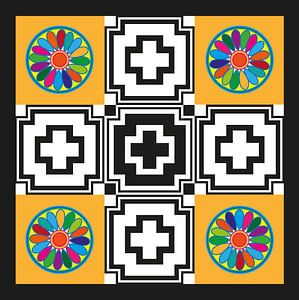 Anunnaki Cross UFO Orange Black & White Multicolor